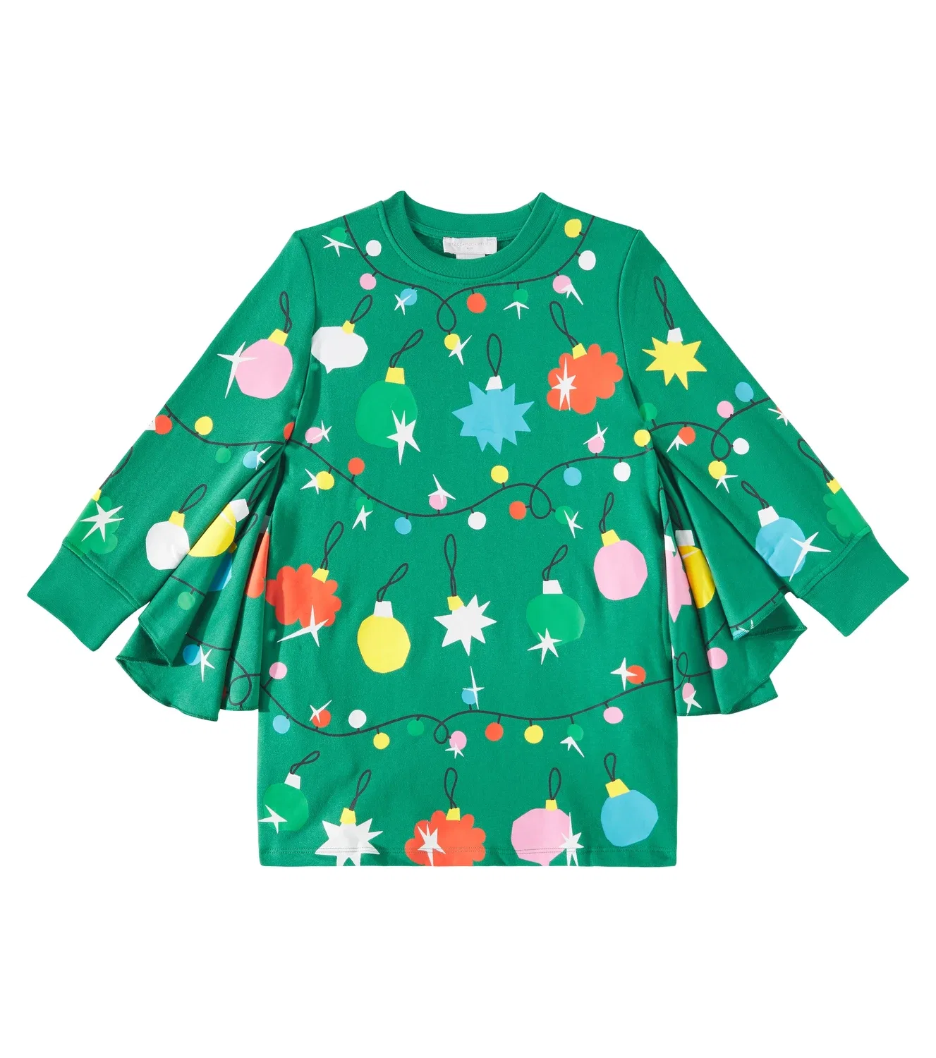 Платье из флиса с принтом и рисунком Stella McCartney Kids, зеленый