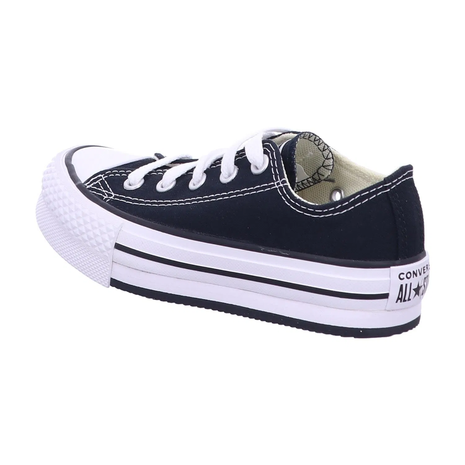 Детские кроссовки для девочек на платформе Converse, Black White Black — фото 3