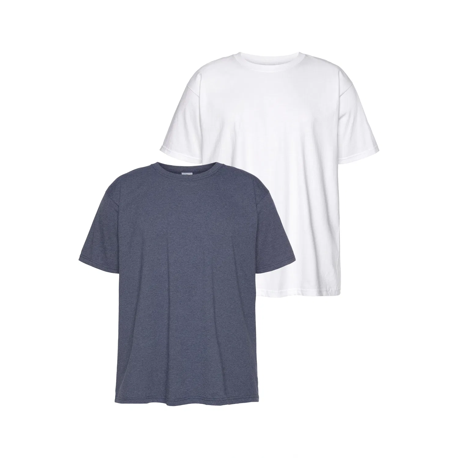 Детская хлопковая футболка-сет Fruit of the Loom, Navy Melange/White