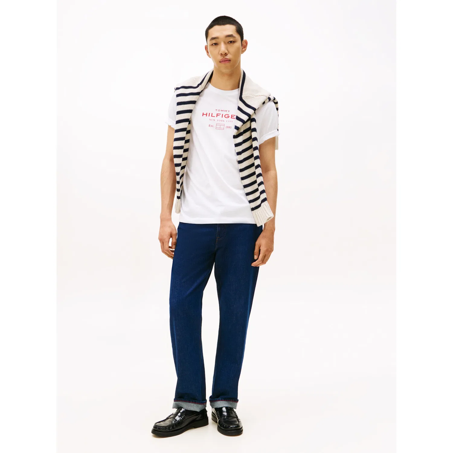 Мужская хлопковая футболка с принтом Hilfiger Stack Graphic Tee Tommy Hilfiger, White — фото 3