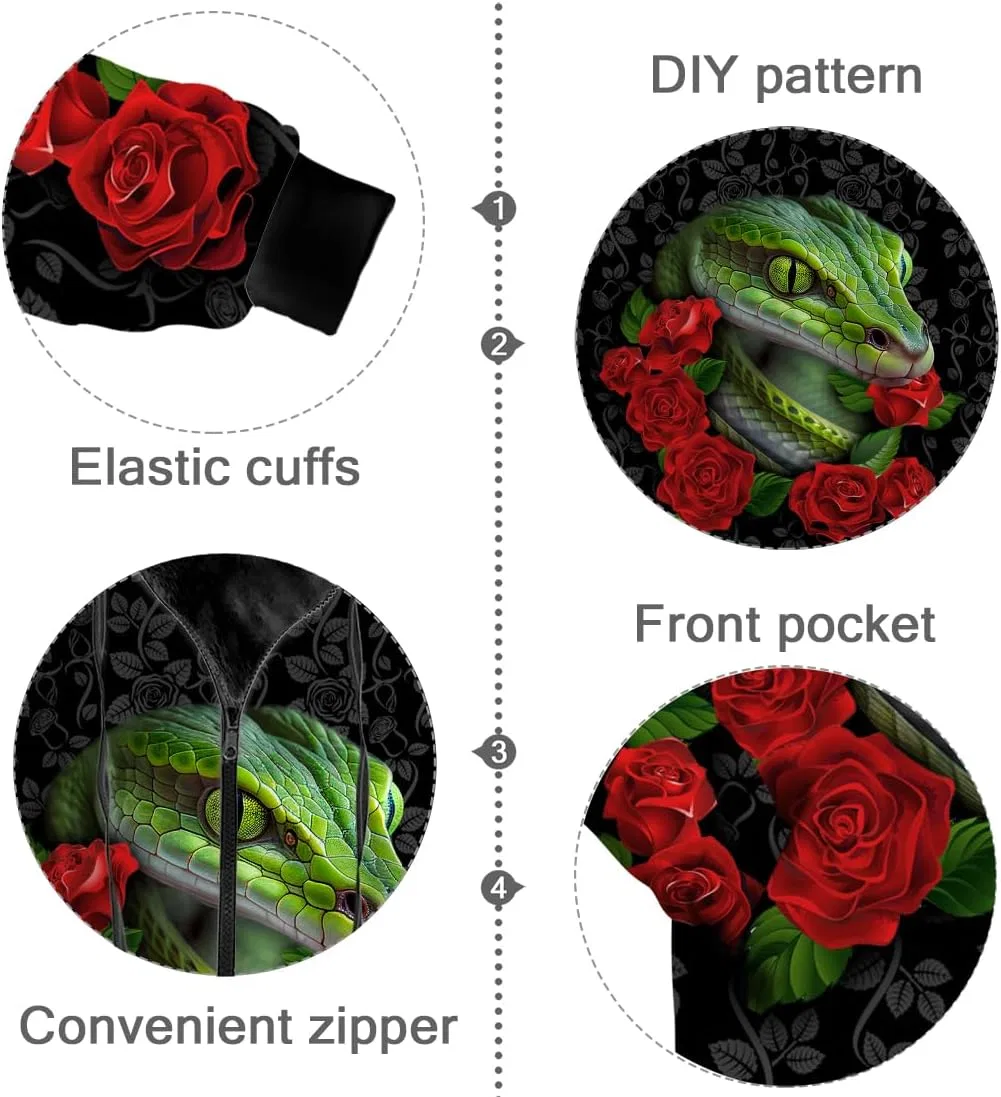 Мужская флисовая куртка с принтом, 3203 Roses Snake — фото 2