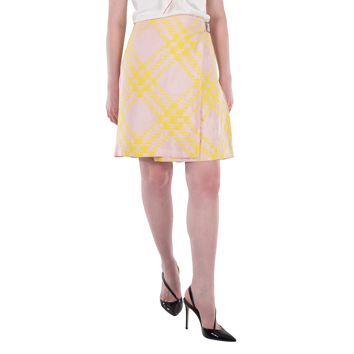 Юбка-обёртка с плиссировкой Pleat Detailing Wrap Skirt Burberry, Sherbet Ip Check