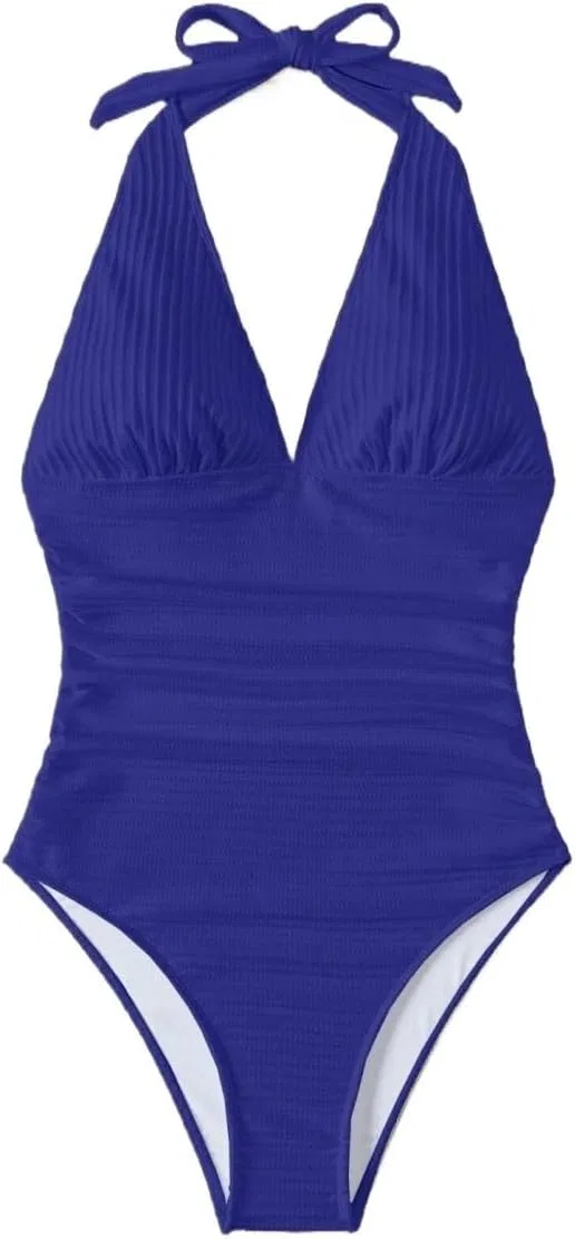 Женский цельнокроеный купальник с завязками на спине Generic, Royal Blue