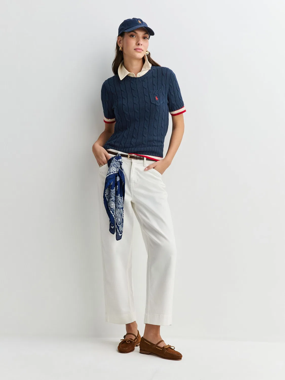 Джемпер с воротником-поло, хлопок Polo Ralph Lauren, синий — фото 2