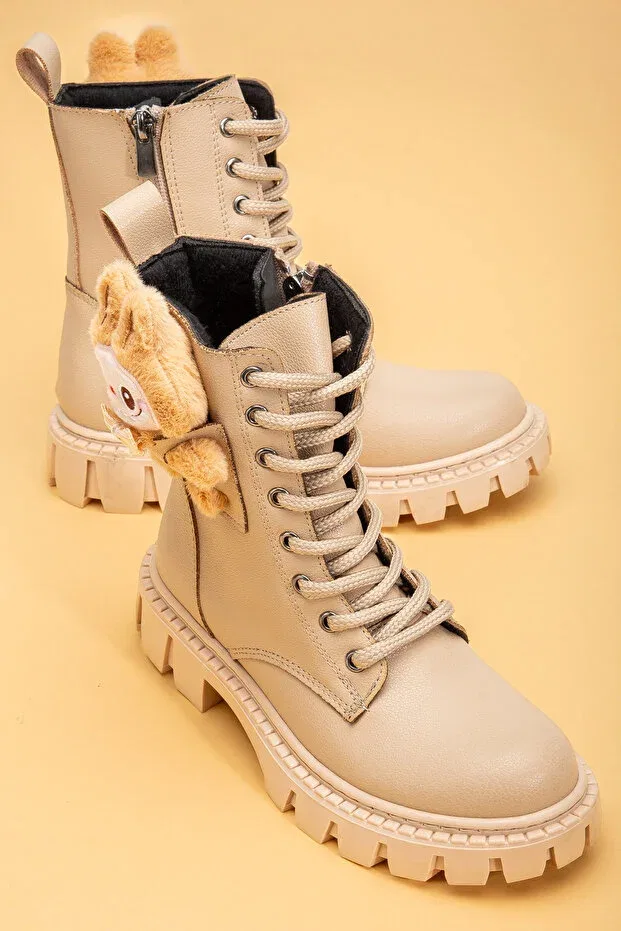 Детские ботинки для девочек на плоском ходу Lapupu Romamod, Beige — фото 3