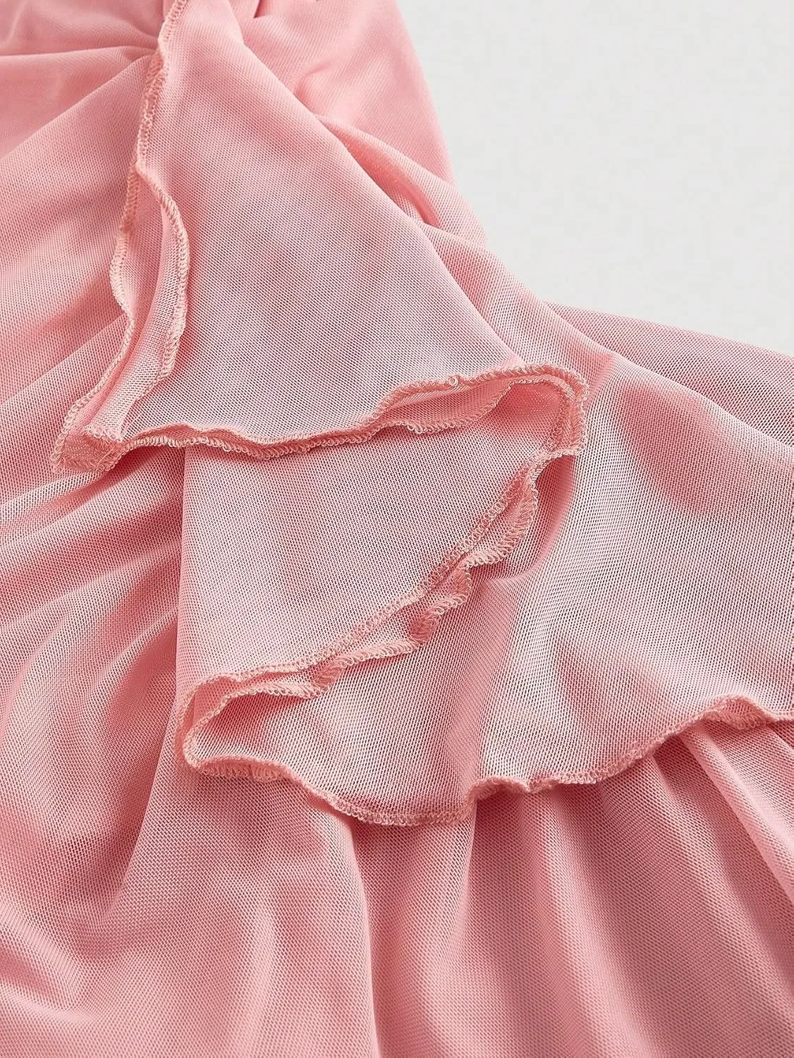 Женское повседневное миди-платье с воланами асимметричного кроя, Pink — фото 2