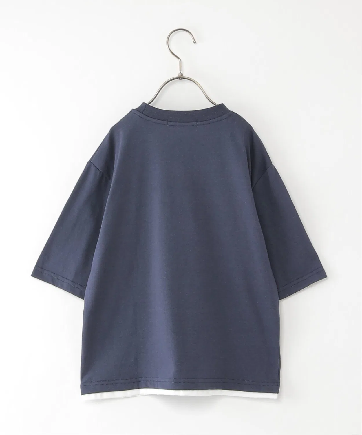 Детская футболка с джинсовым принтом и большим карманом, модель Denim-like MIX BIG Pocket T, ikka, Off White — фото 3