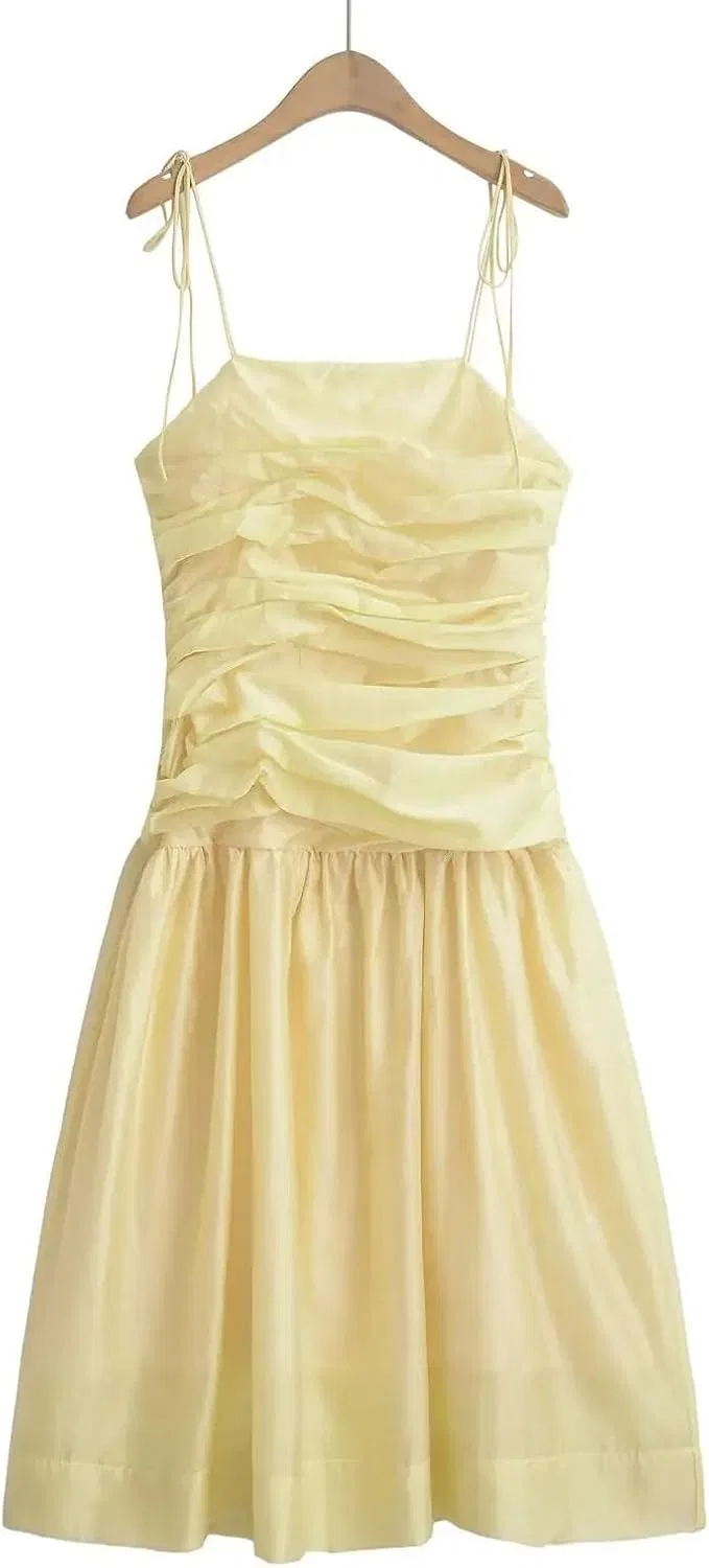 Женское платье на бретелях миди A-силуэта, Light Yellow — фото 3
