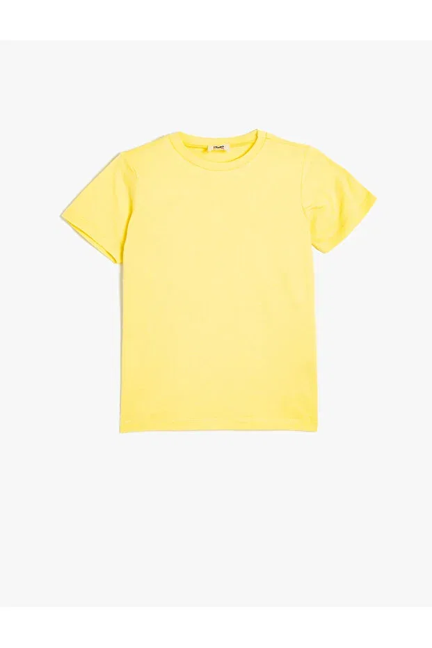 Детская футболка для мальчиков хлопковая Basic t-shirt short sleeve crew neck cotton Koton, Yellow