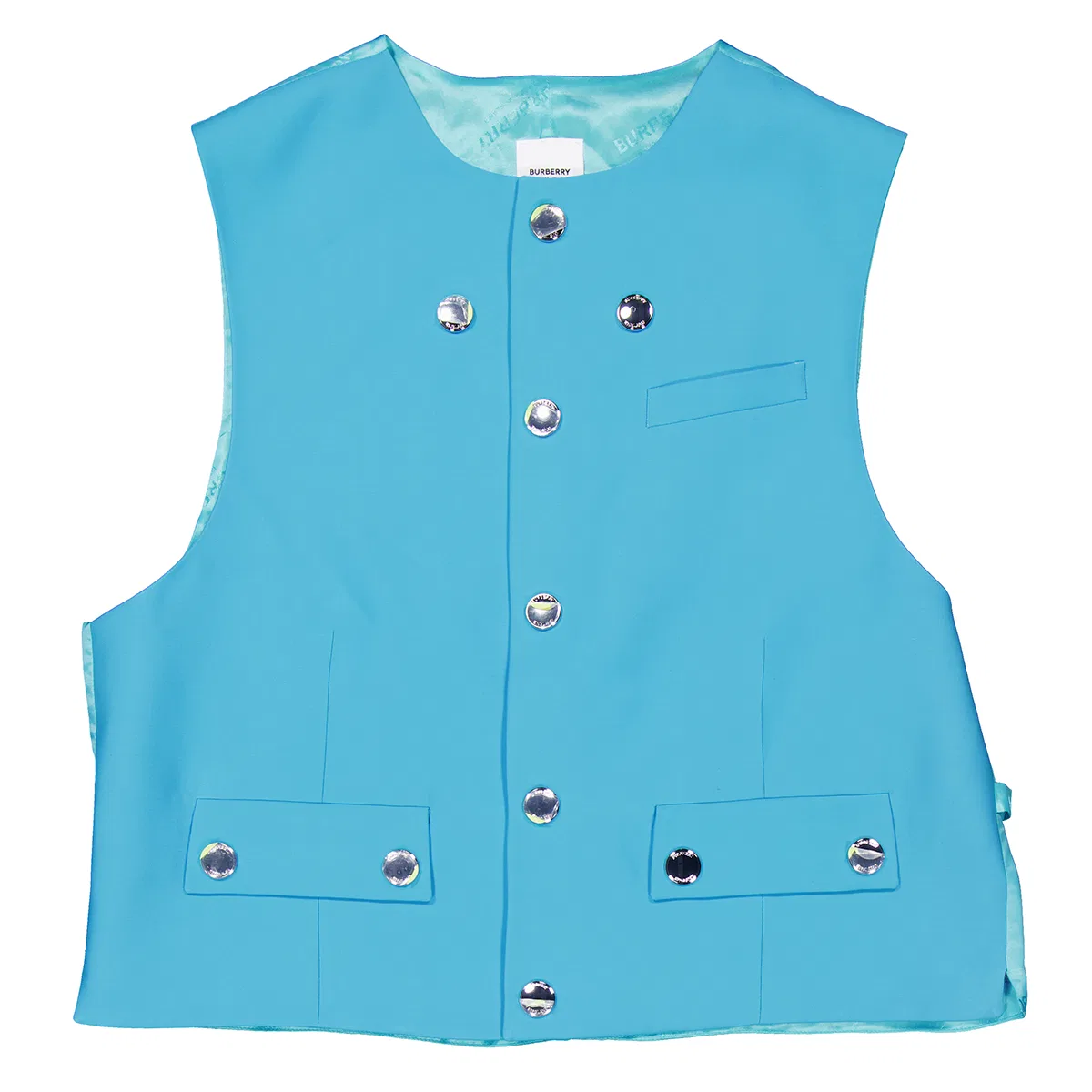 Жилет шерстяной с круглым вырезом Bright Opal Blue Burberry, Bright Opal Blue — фото 4