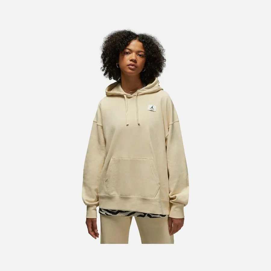 Женский худи Nike Jordan Flight Fleece Oversize, Бежевый — фото 2