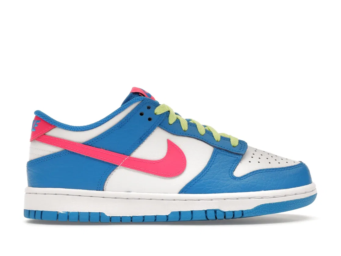 Детские кроссовки с принтом Nike Dunk Low Nike, Photo Blue/White/Light Lemon Twist/Hyper Pink