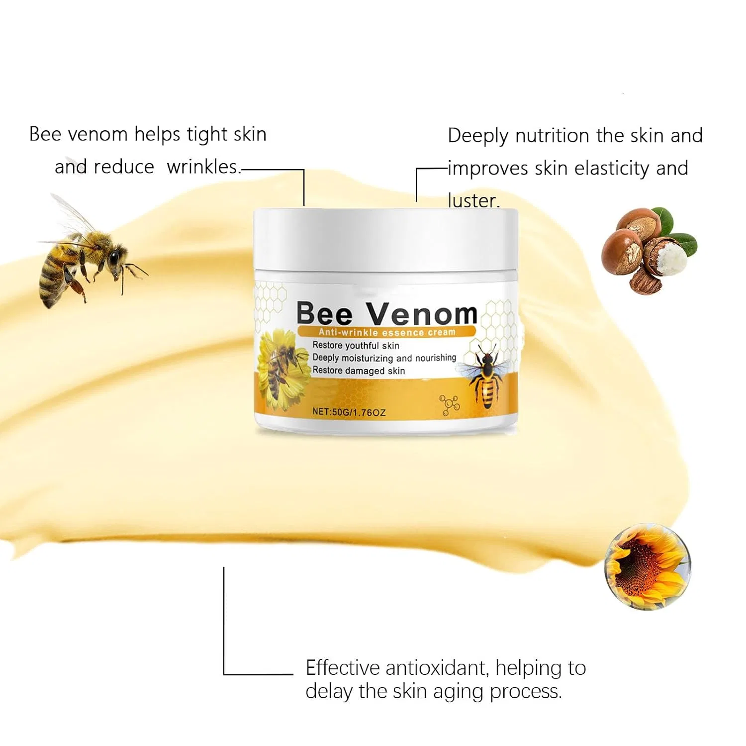 Антивозрастной крем для лица Bee Venom, yxcully, 50 мл, 1pcs — фото 4