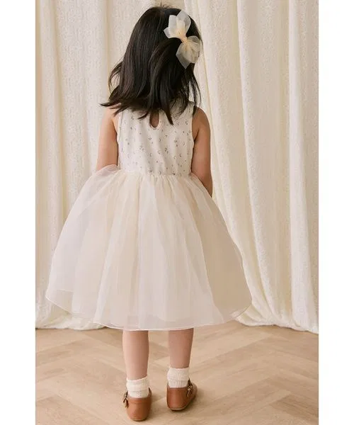 Детское платье из футера с цветочным принтом Dina Antique JAMIE KAY, Off White — фото 4