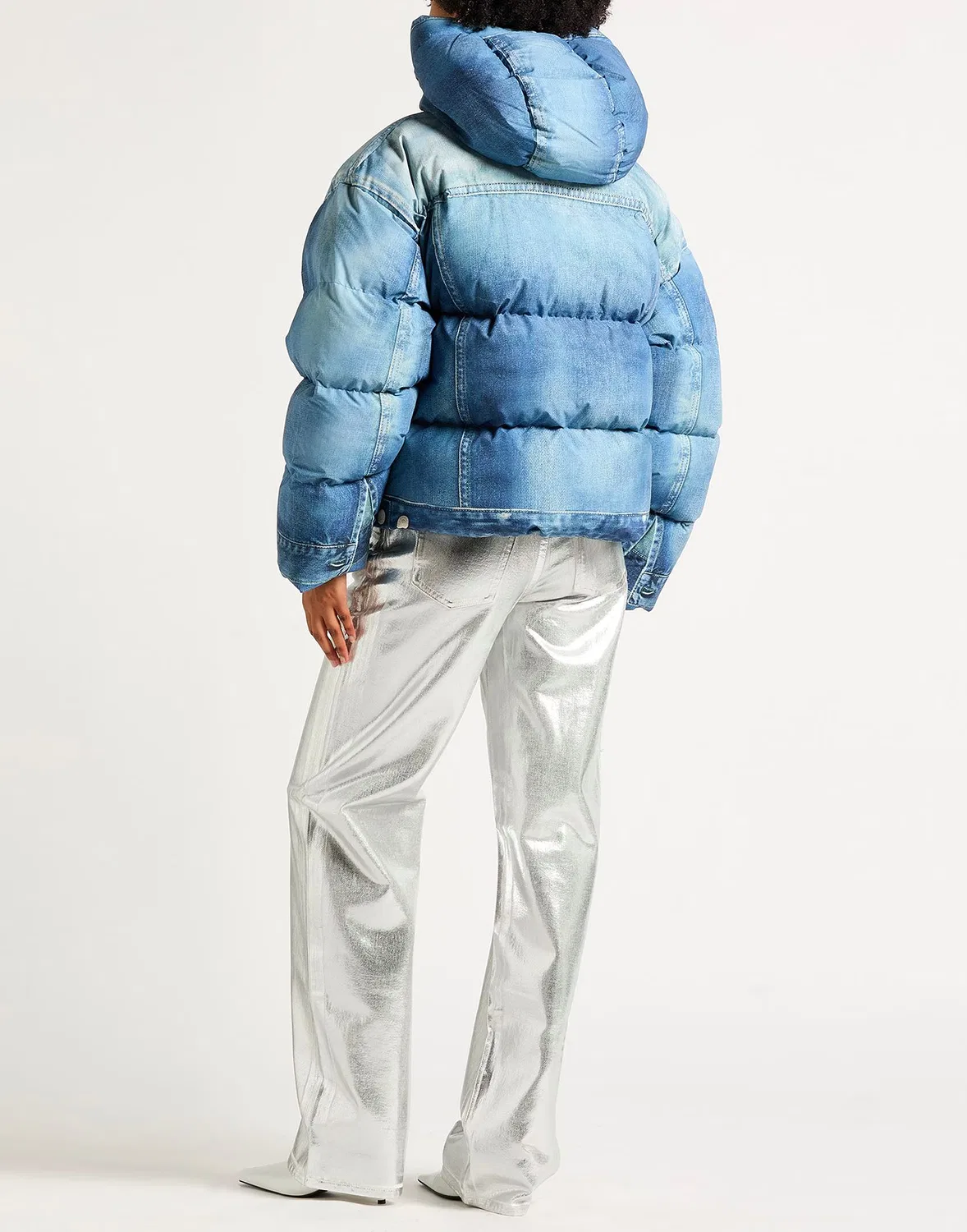 Женская пуховая куртка джинсового эффекта Acne Studios, синий — фото 3