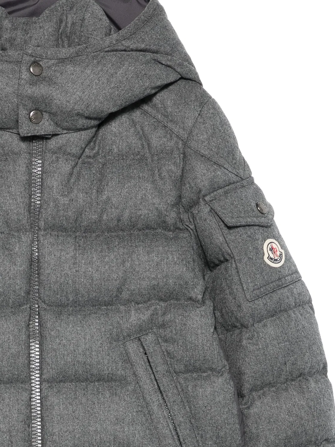 Куртка-пуховик с капюшоном из шерсти Moncler, серый — фото 2
