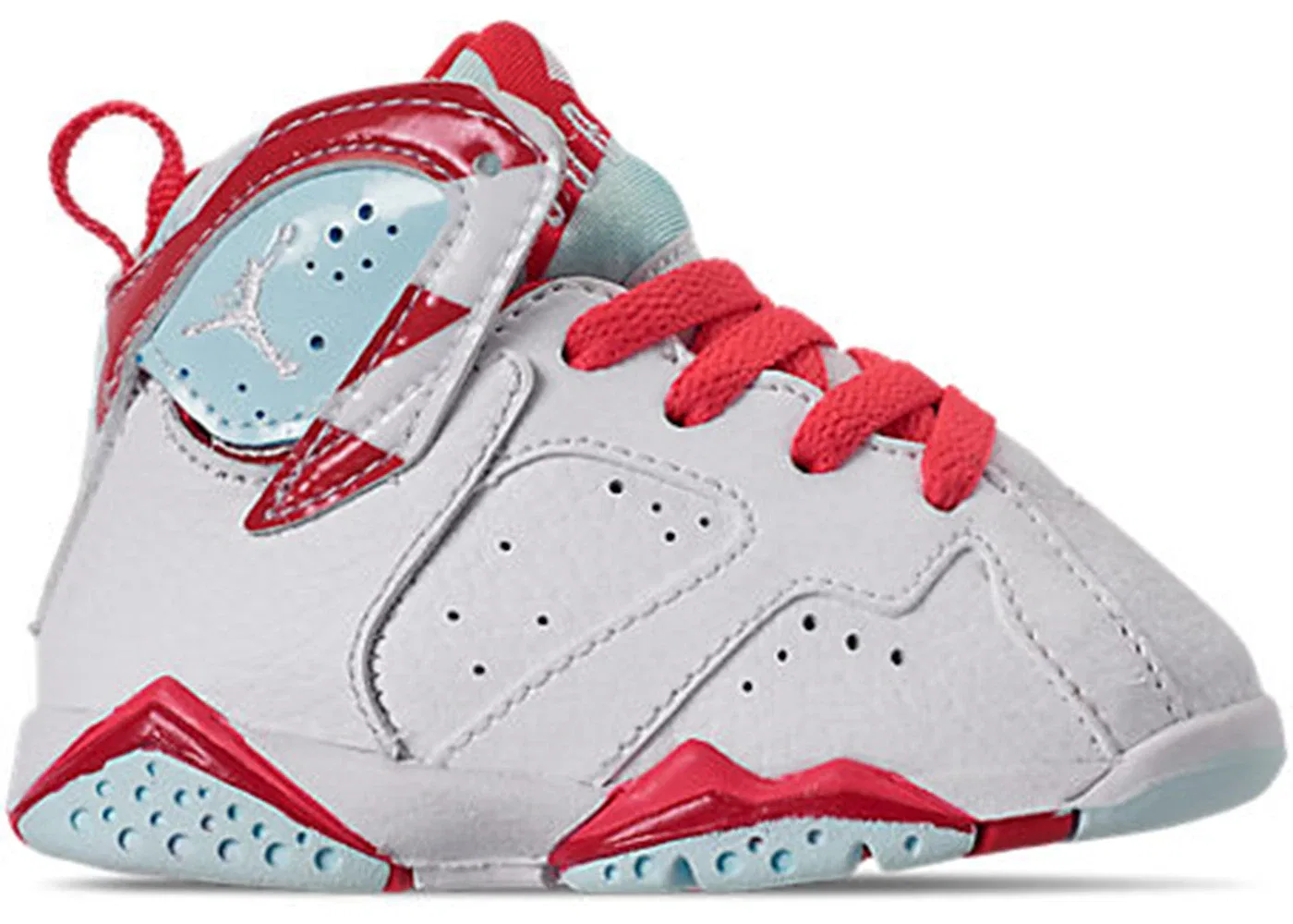 Детские кроссовки с ретро-дизайном Jordan 7 Retro Jordan, White/White-Topaz Mist-Ember Glow-Gym Red