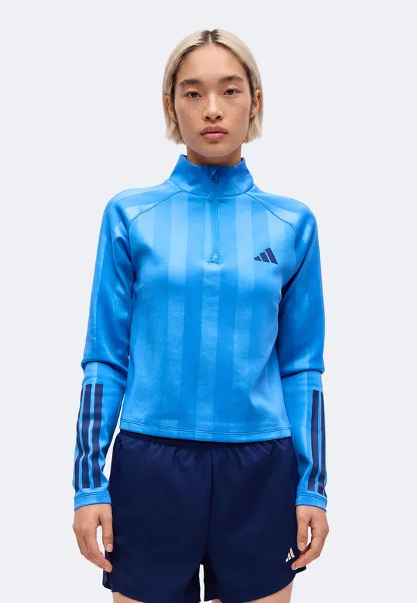 Футболка с длинными рукавами Q2 на молнии Adidas Performance, синий