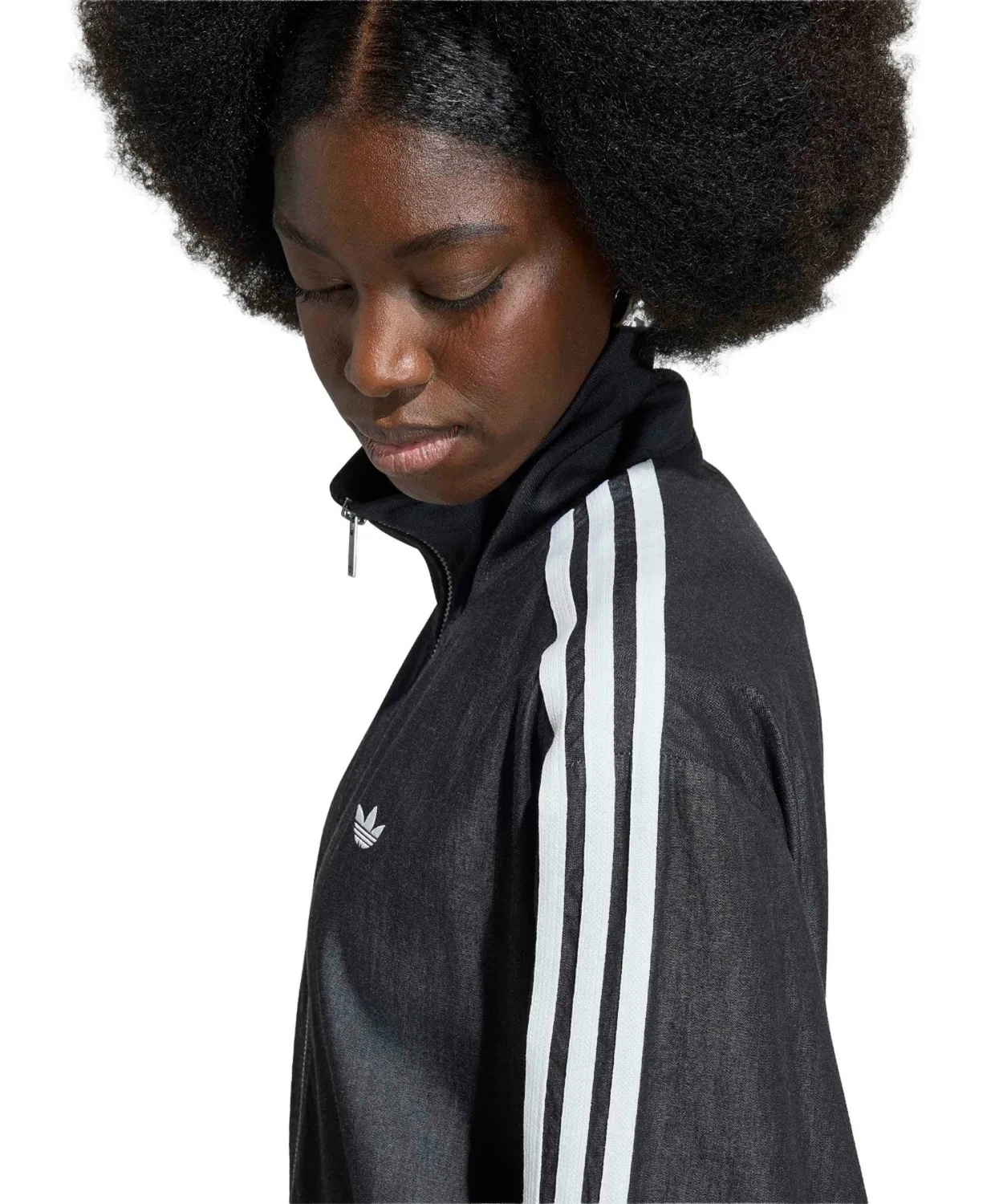 Женская джинсовая куртка с принтом Firebird Track Top Adidas, Black — фото 4