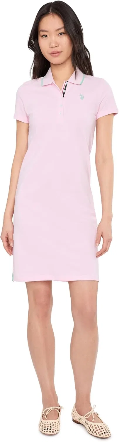 Женское пике-платье поло с отложным воротником U.S. Polo Assn., Blossom Pink — фото 2