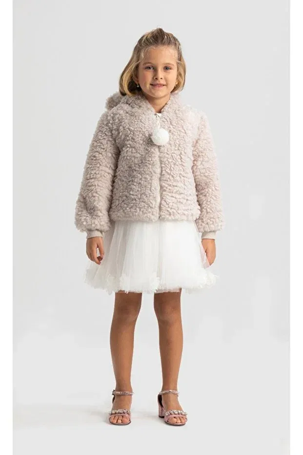 Детское пальто для девочек плюшевое Monita, Beige