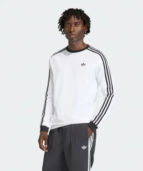 Футболка с длинным рукавом с 3 полосками Adidas, белый
