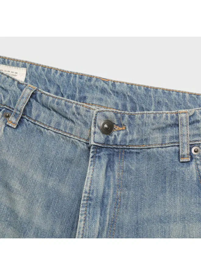 Джинсы свободного кроя с потертостями Zara, синий — фото 4