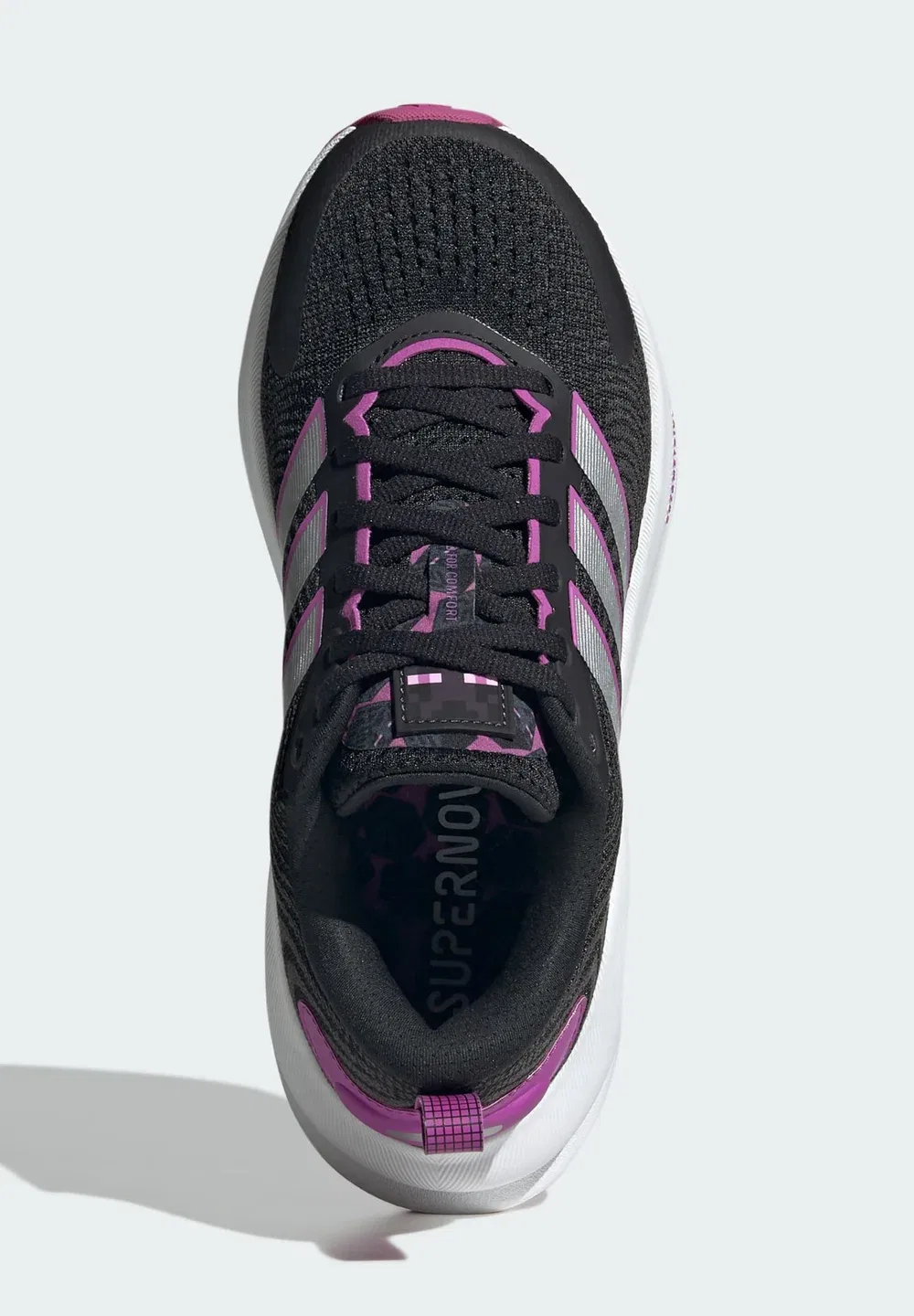 Supernova ease 2 j - кроссовки для бега по улицам Adidas Performance, Core Black Silver Met Purple Burst — фото 3