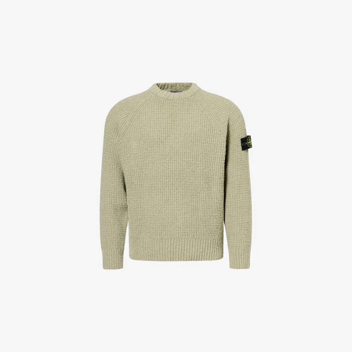 Джемпер Compass-badge из хлопковой букле с ребристой отделкой Stone Island, зеленый