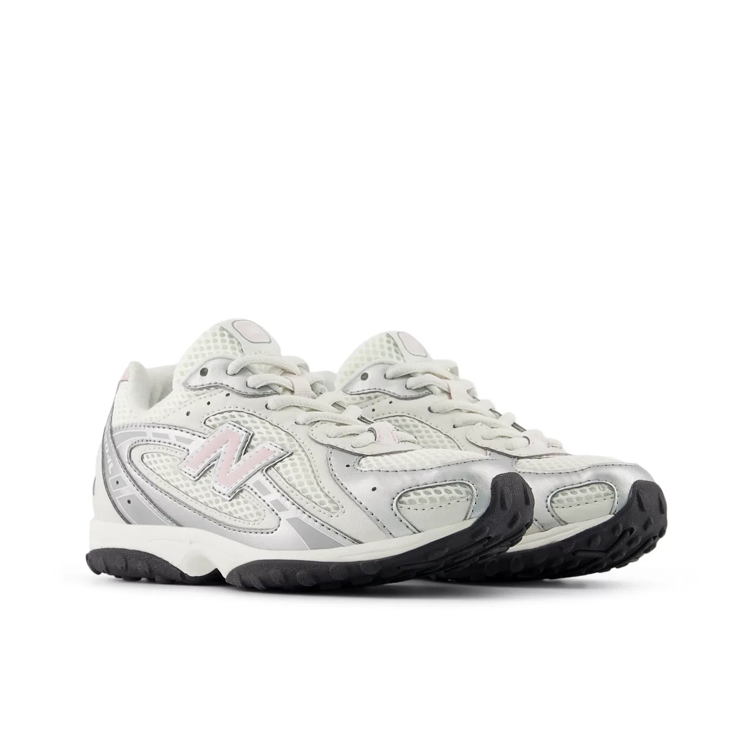 Детские кроссовки на шнуровке с принтом 204L Lace New Balance, White with Rosewood — фото 2