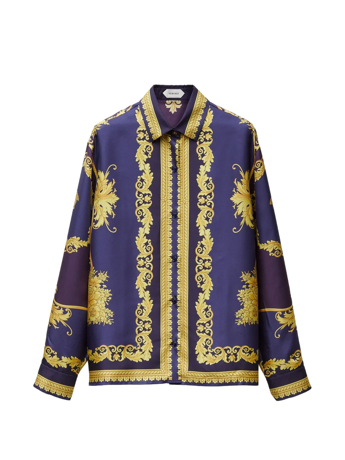 Рубашка из саржевой ткани с принтом Versace, фиолетовый