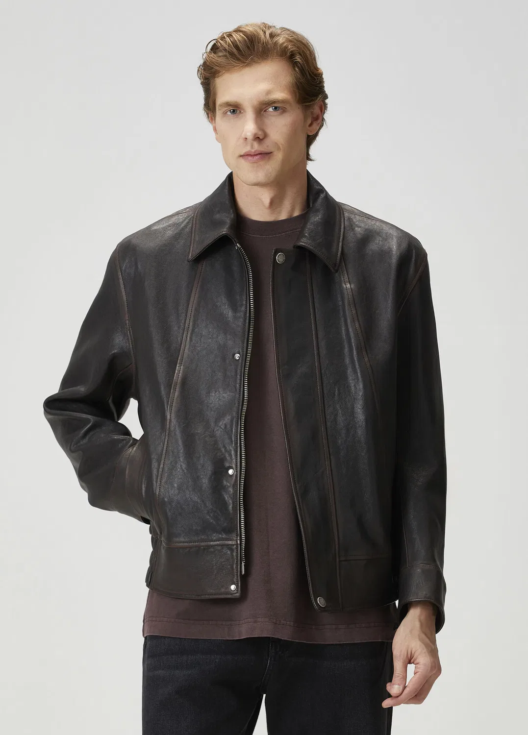 Куртка кожаная бомбер Regular Fit Golden Goose, black
