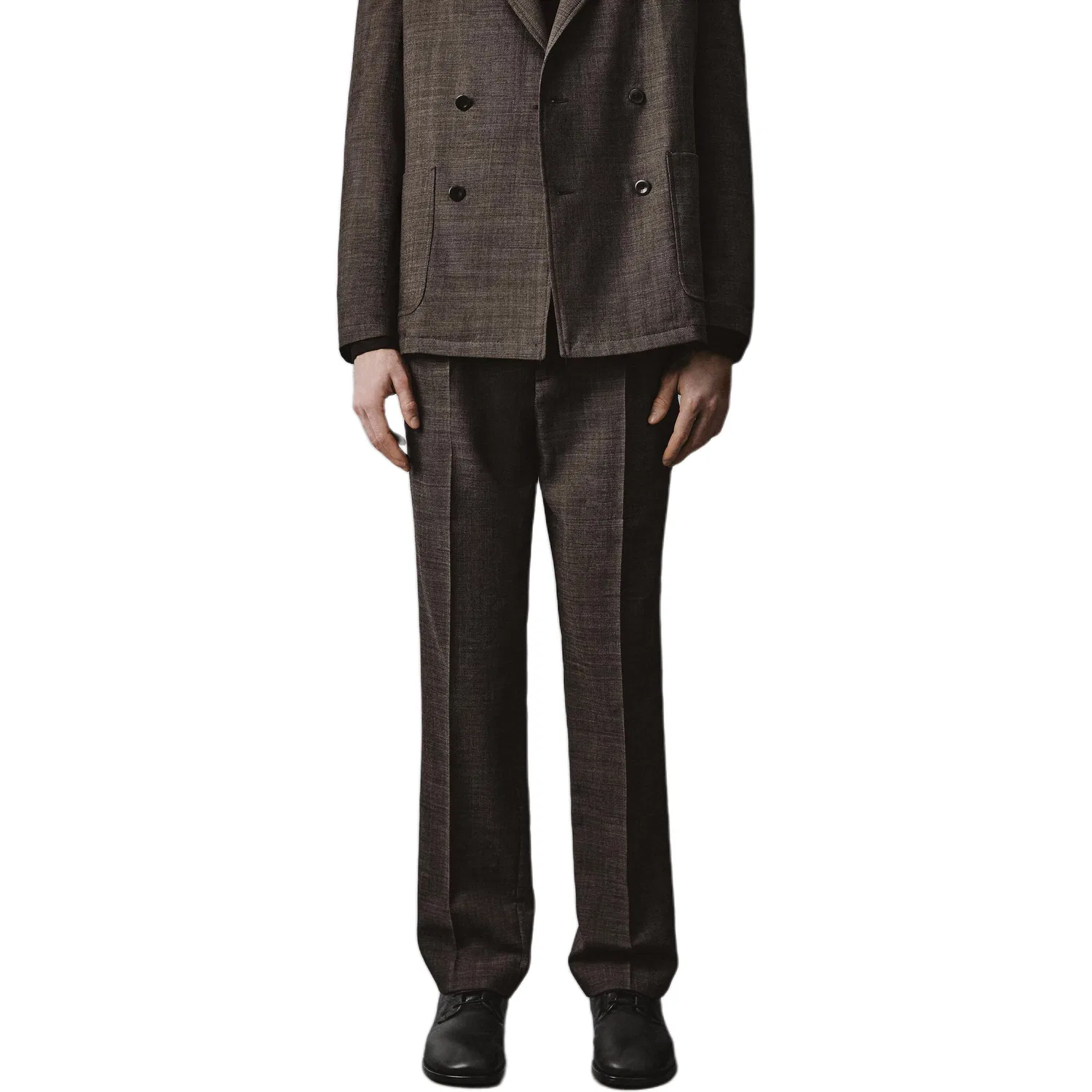 Классические брюки унисекс коричневые ZARA, Brown — фото 3