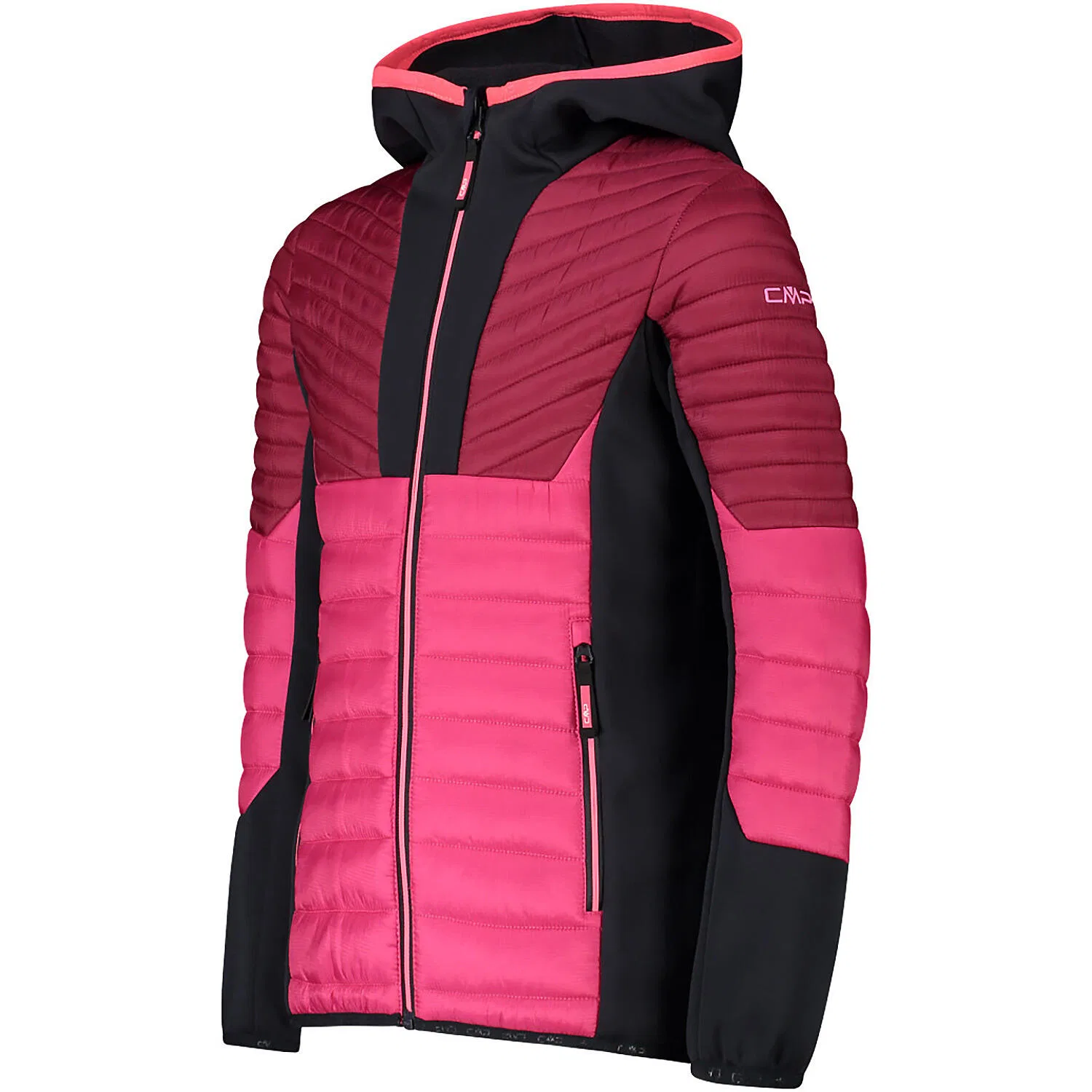 Детская куртка для девочек с капюшоном HYBRID JACKET FIX HOOD Cmp, Rosa Schwarz Magentapink — фото 3