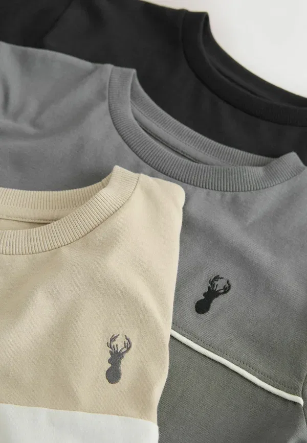 Футболка хлопковая Regular fit short sleeve 3 pack Next, Grey, Cement, черный/серый — фото 2