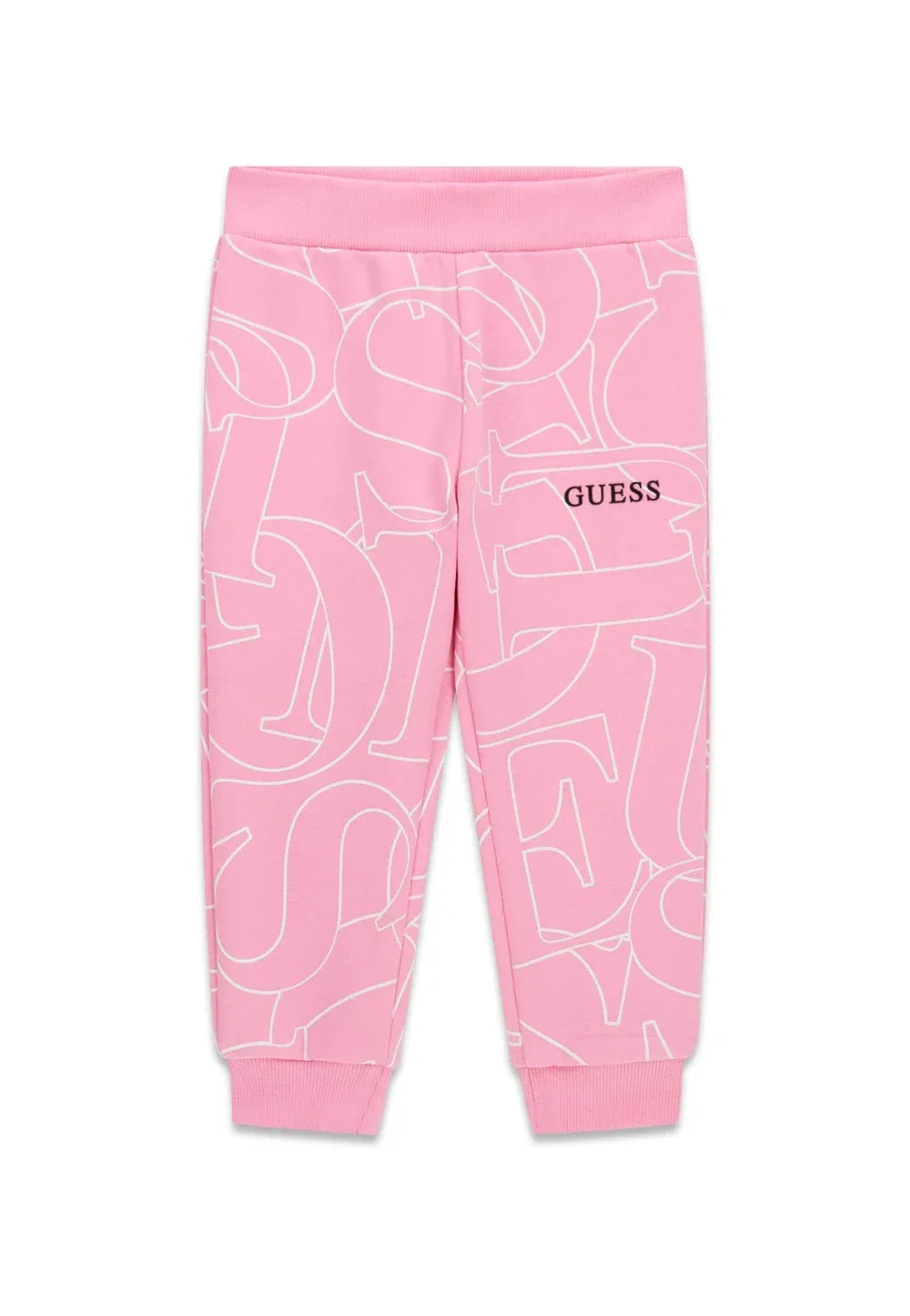 Штанины с логотипом по всей поверхности - спортивные штаны Guess, Rose — фото 3