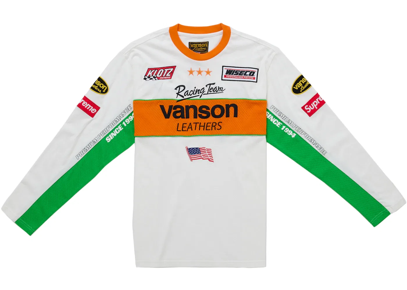 Мужская футболка с длинным рукавом Supreme Vanson Leathers Top, White