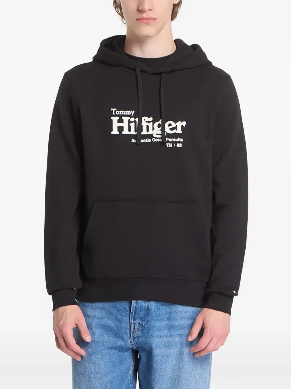 Худи на шнурках с логотипом Tommy Hilfiger, черный — фото 2