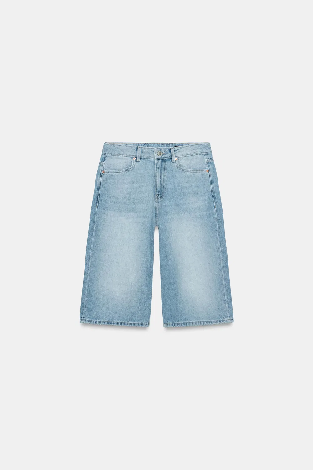 Джинсовые шорты-бермуды средней посадки из коллекции ZW ZARA, Light blue — фото 3