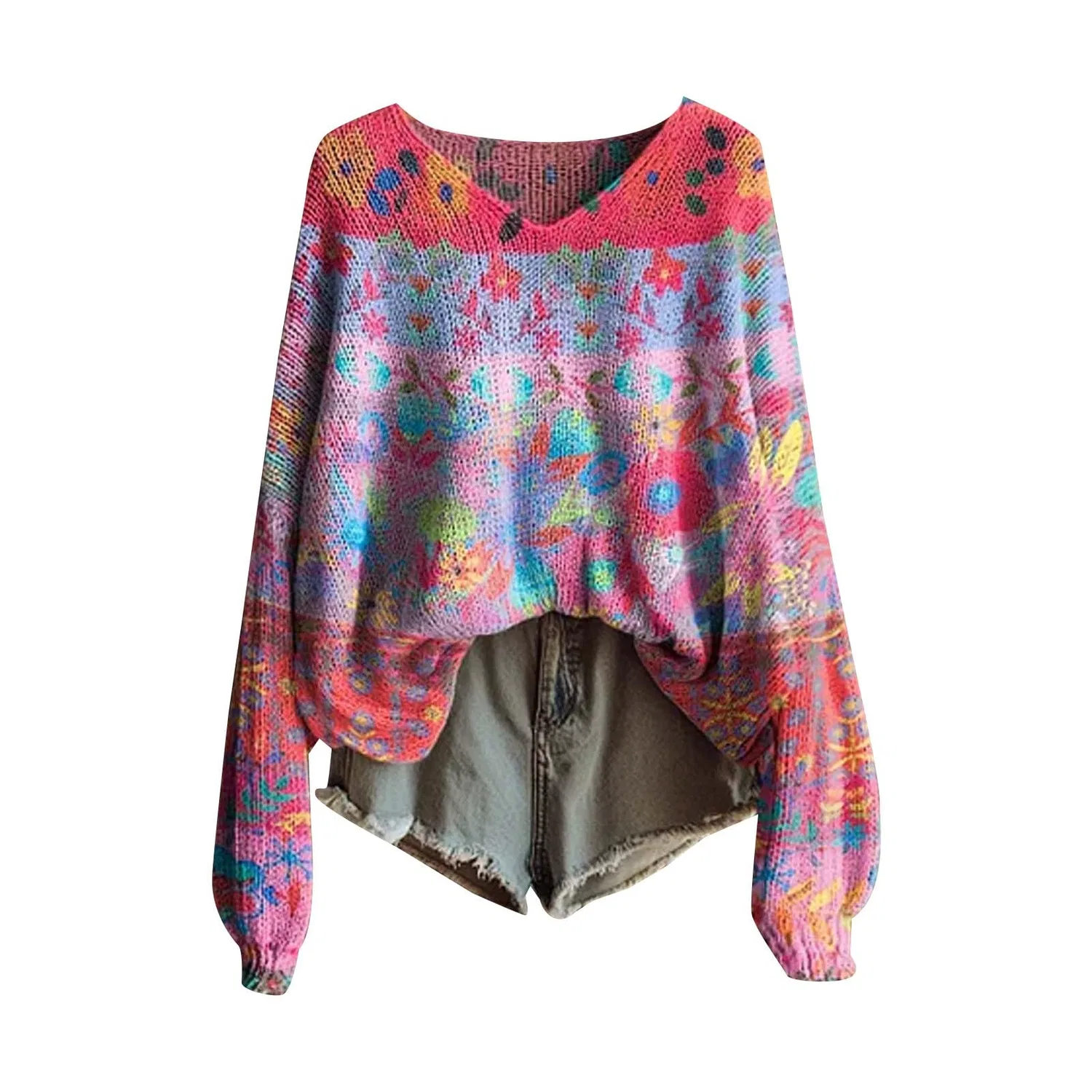 Женский свитер оверсайз с длинным рукавом Mountain, Pink Warm
