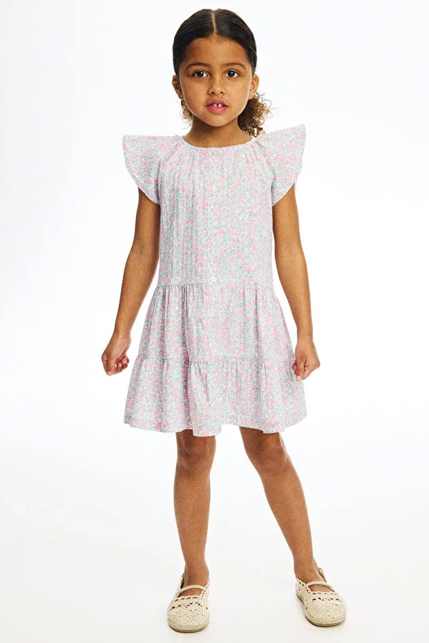 Детское платье для девочек с принтом Layered Seersucker Dress H&M, White/Pink Floral