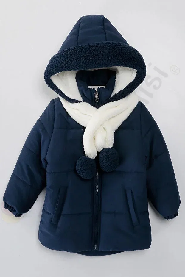 Детское зимнее пальто для мальчиков с капюшоном Bebek Vadisi, Navy Blue