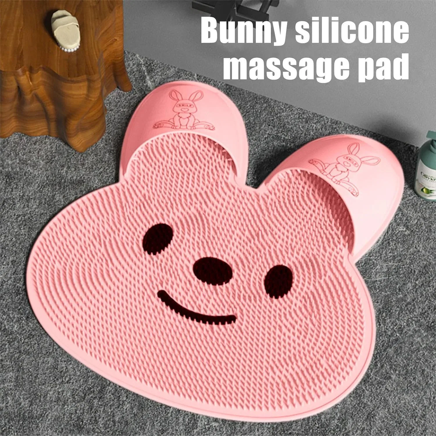 Щетка для душа и массажа для спины и ног, Silicone, 1 шт, 45x45x2.5 см, Pink Generisch — фото 2