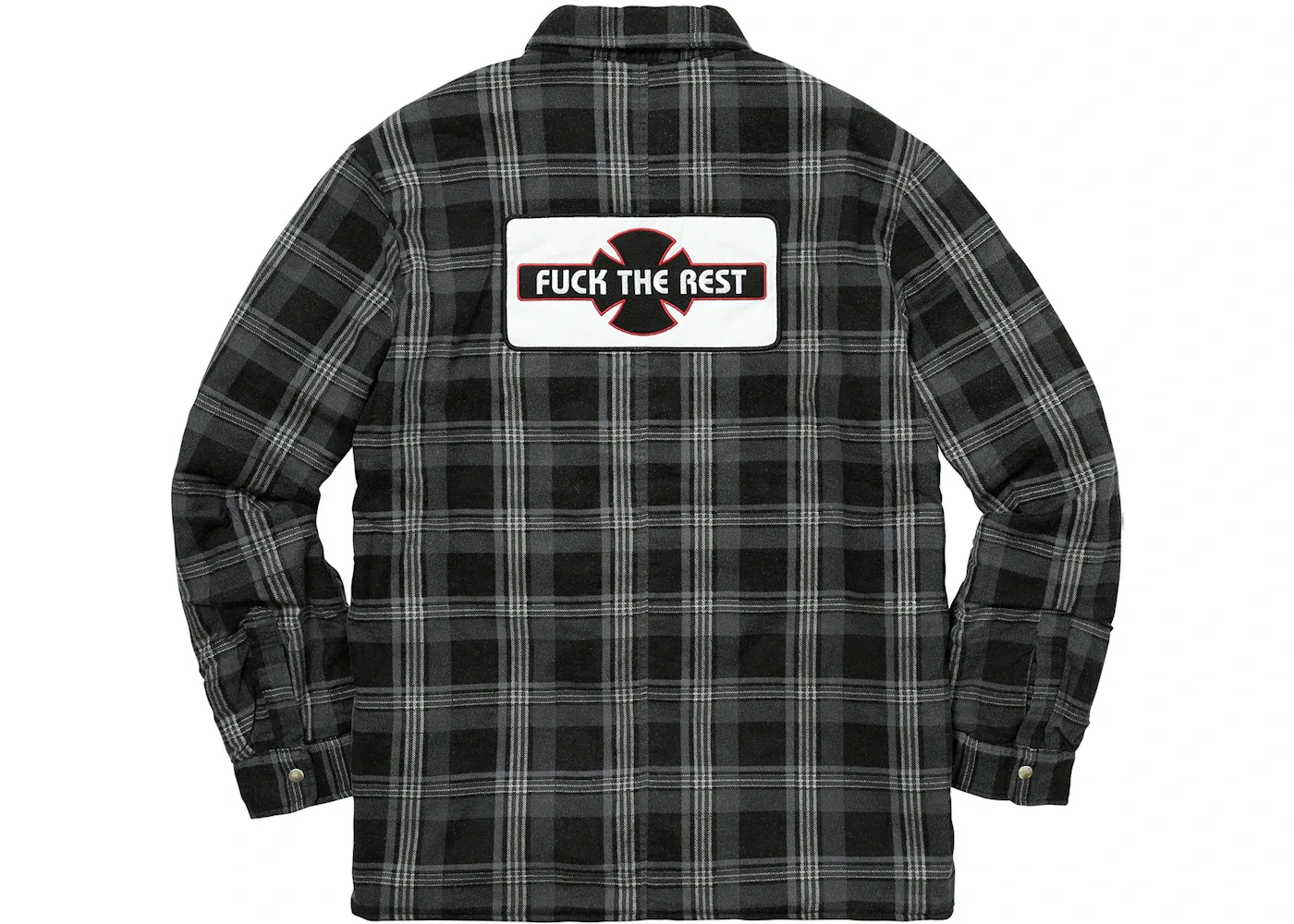 Мужская фланелевая рубашка с квилтингом Supreme Independent Quilted Flannel Shirt, Black — фото 3