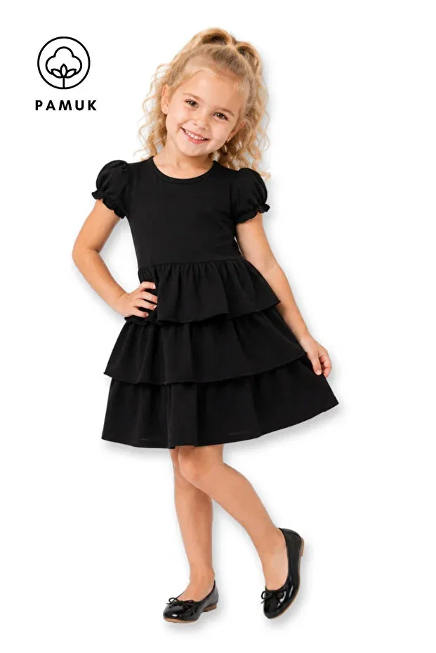 Детское платье для девочек без рукавов с оборками Difa Kids, Black
