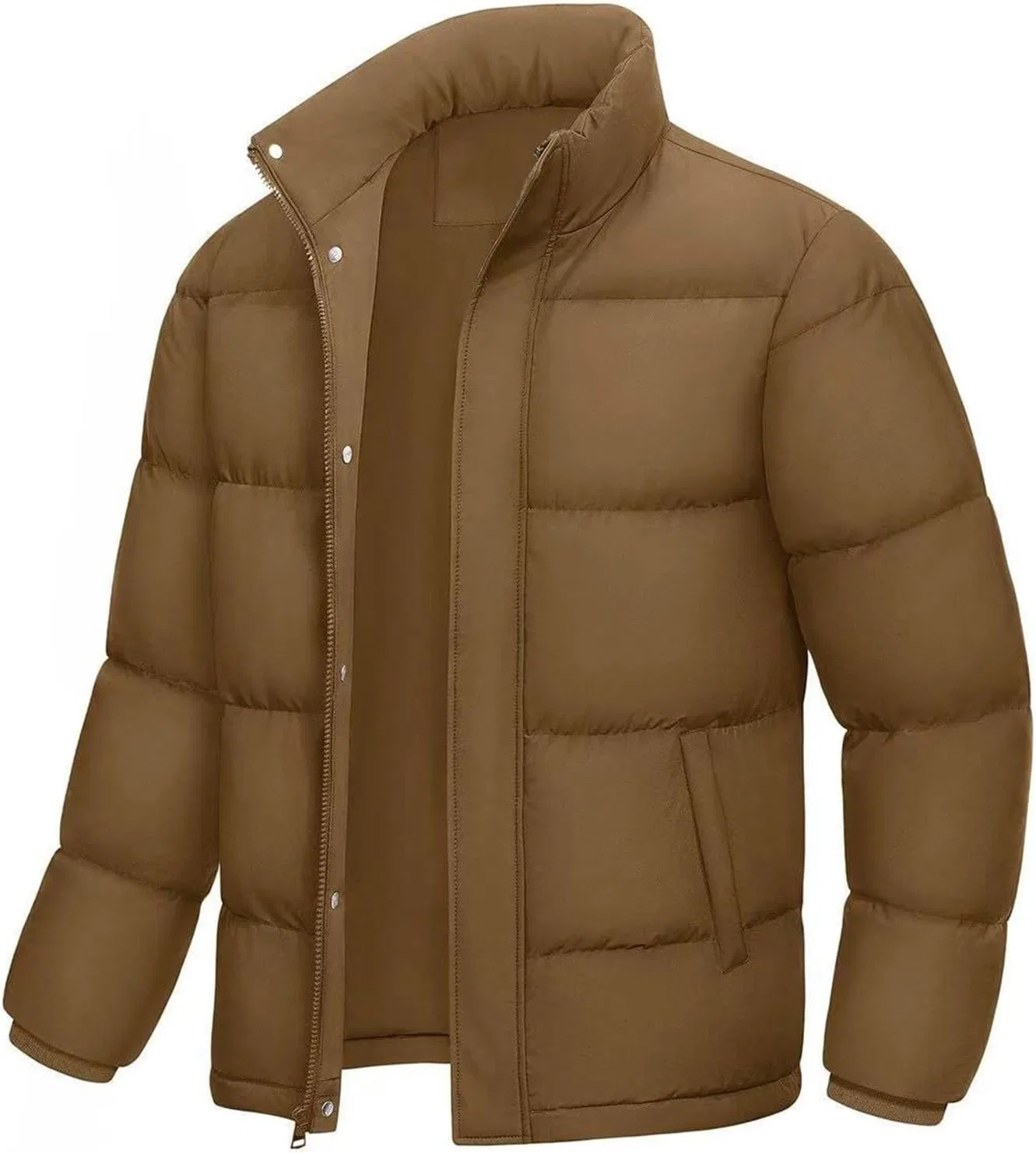 Мужское зимнее пальто с длинным рукавом и воротником-стойкой, Bubble Jackets, коричневый