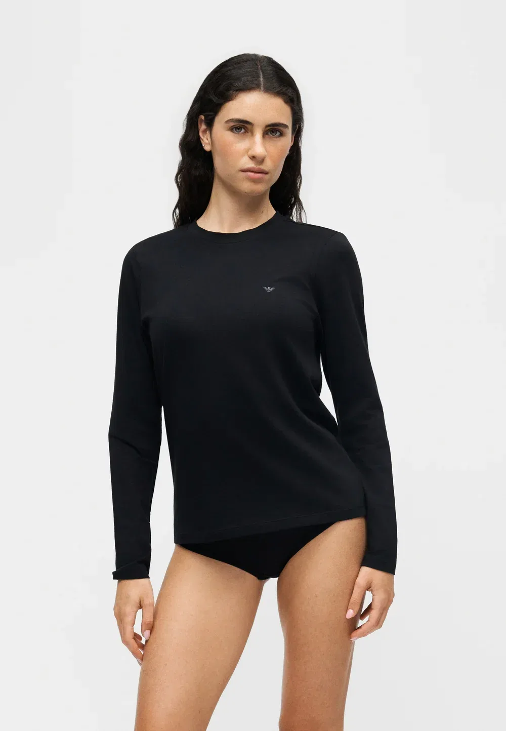 Пижамная кофта с круглым вырезом и длинным рукавом Emporio Armani, Black