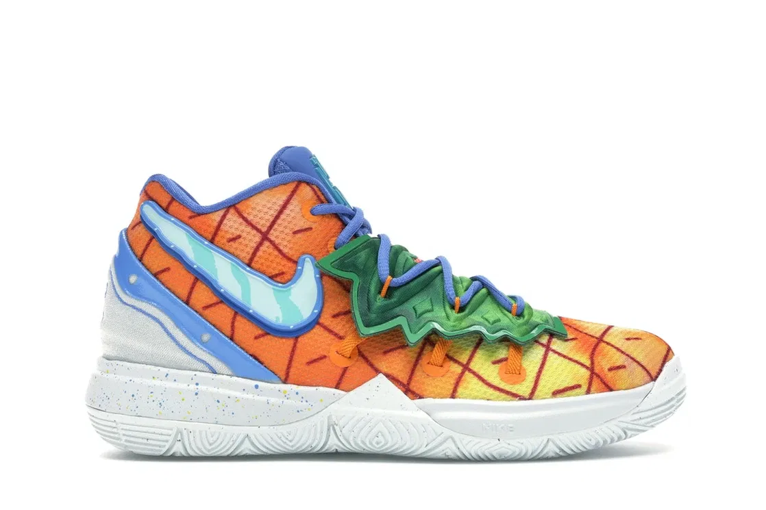 Детские кроссовки с принтом Nike Kyrie 5 SpongeBob Pineapple House Nike, Orange Peel/Teal Tint