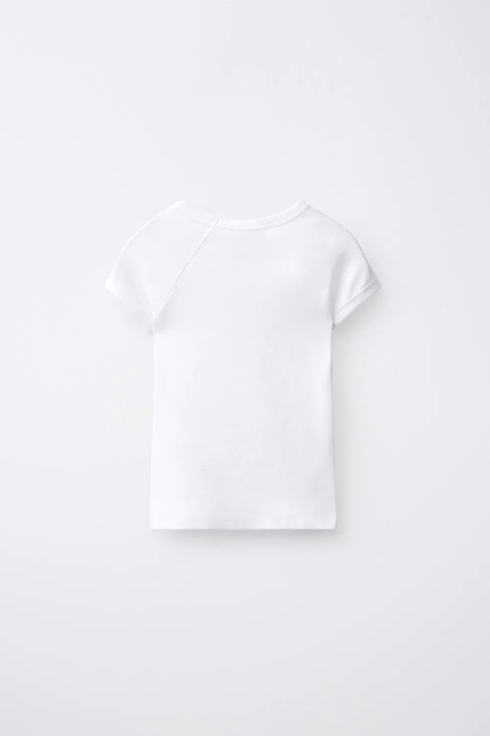 Однотонная футболка из хлопка и модала. ZARA, White — фото 2