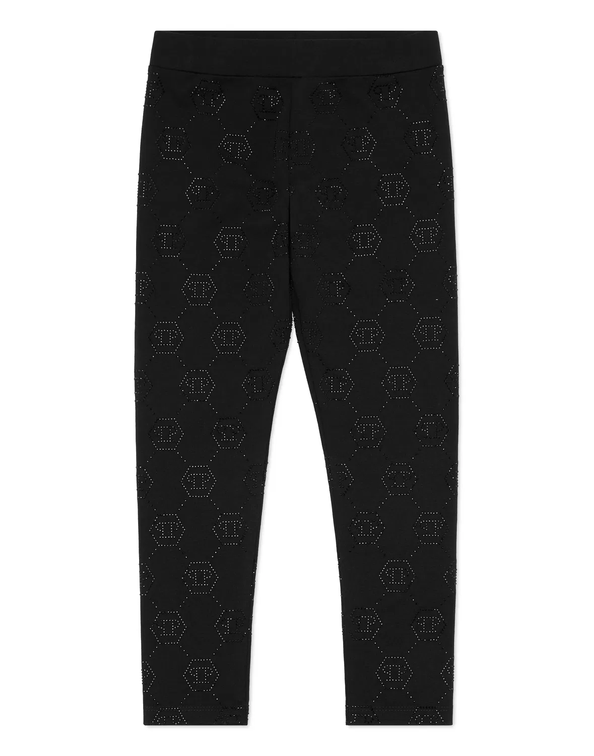 Детские леггинсы с монограммой и стразами Monogram Strass PHILIPP PLEIN, Black/Black